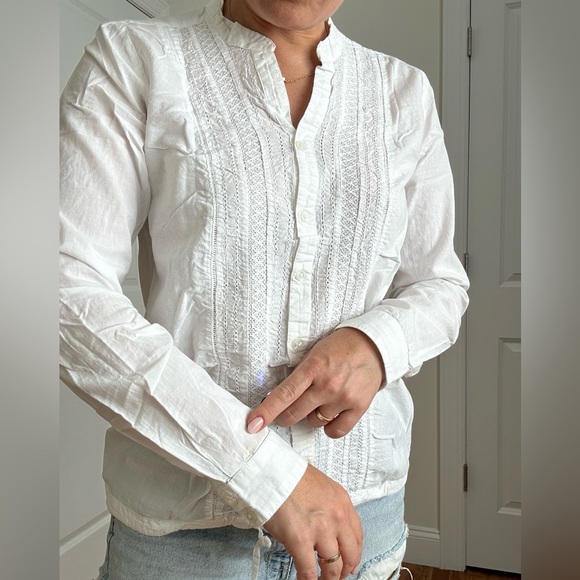 Cotton Embroidered Button Front Shirt with Drawstring Hem - Picture 7 of 9